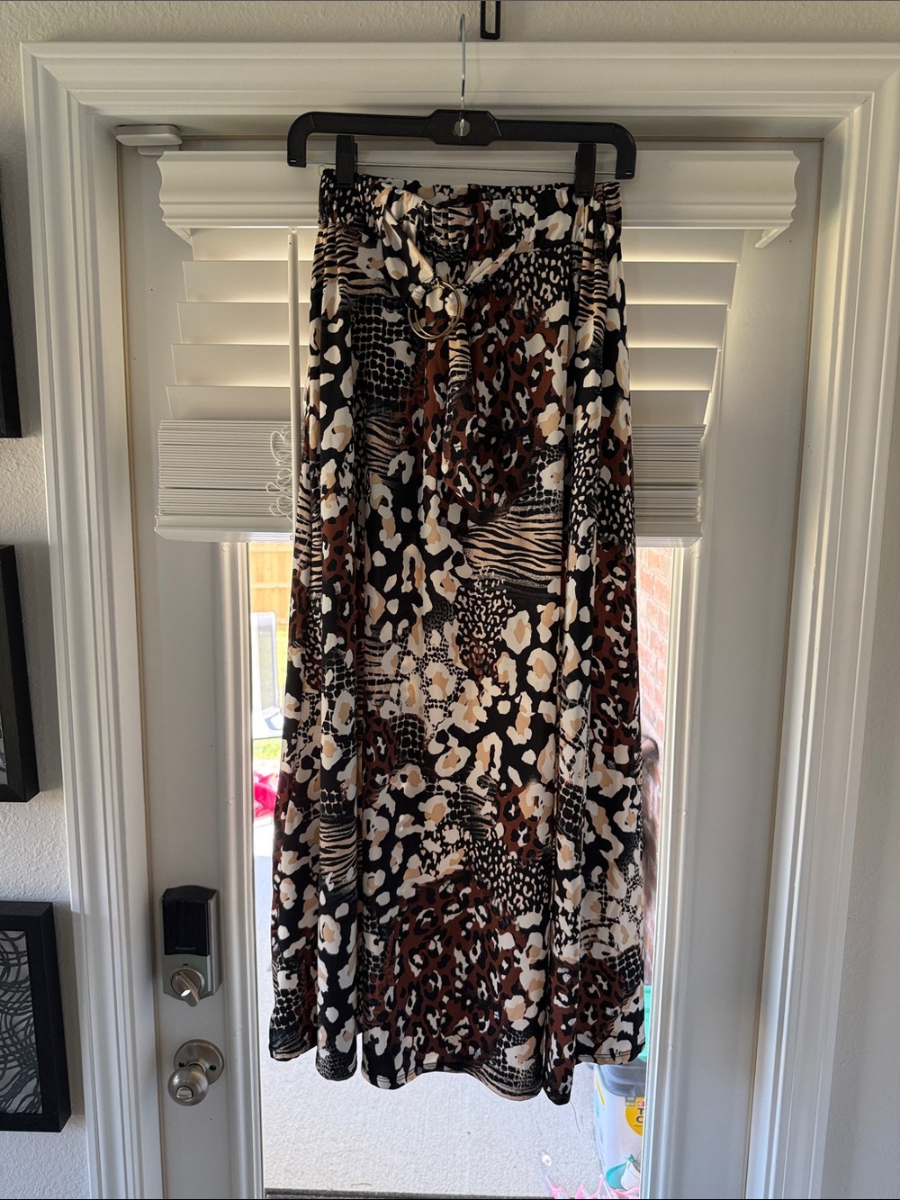 Maxi Skirt with Brown and Black Animal Print